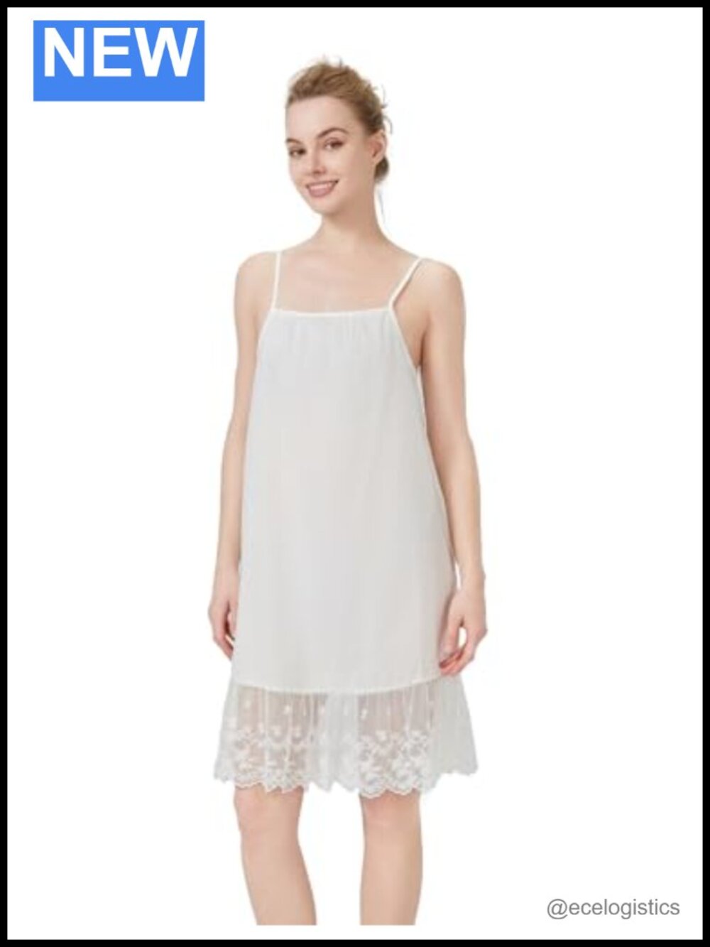 100% Cotton Full Slip Vintage Petticoat Dress Extender Embroidered Lace